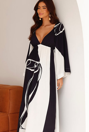 VESTIDO NO PRETO E BRANCO TUCANO