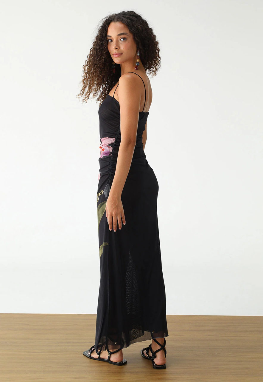 VESTIDO TULE PRETO ORQUIDIA