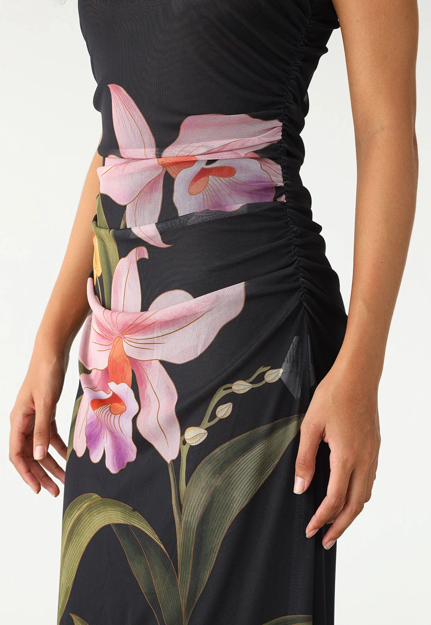 VESTIDO TULE PRETO ORQUIDIA