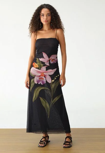 VESTIDO TULE PRETO ORQUIDIA