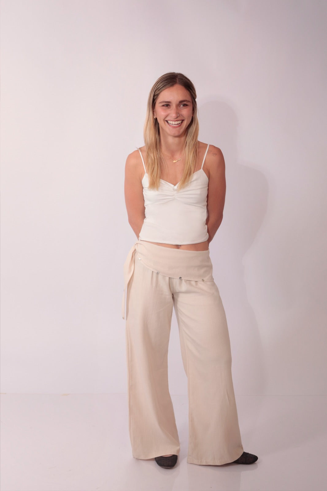 PANTALÓN + PAÑOLETA HUESO