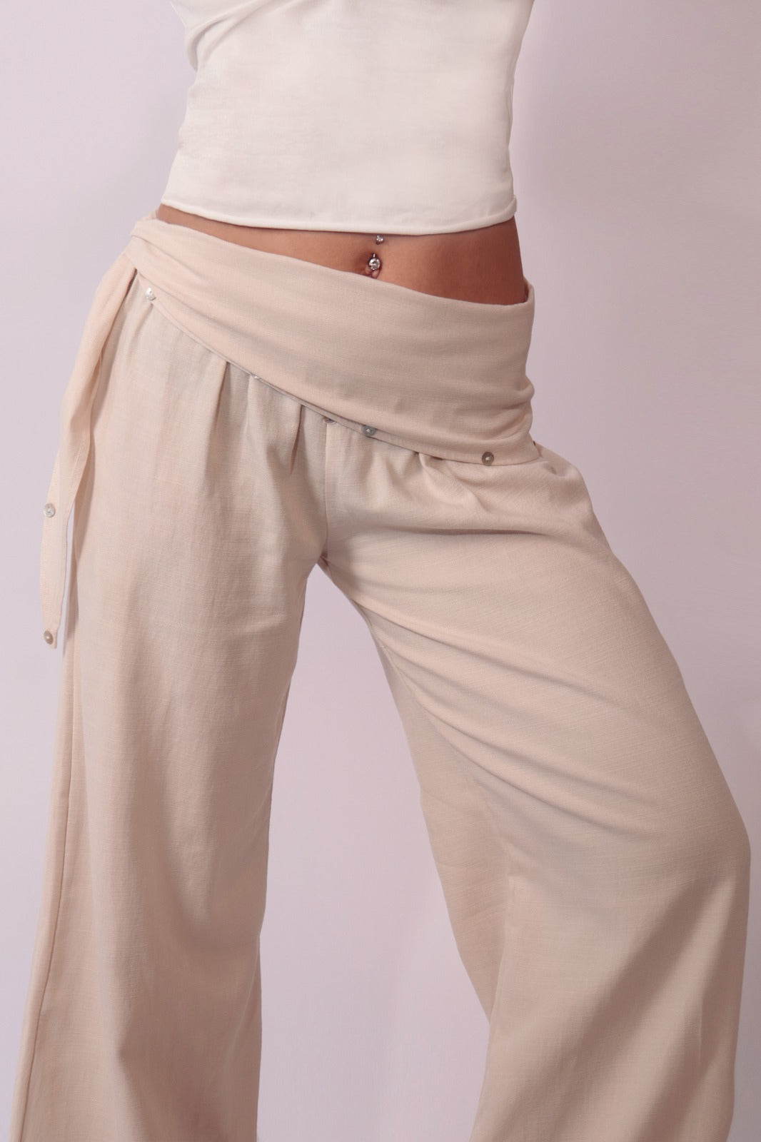 PANTALÓN + PAÑOLETA HUESO